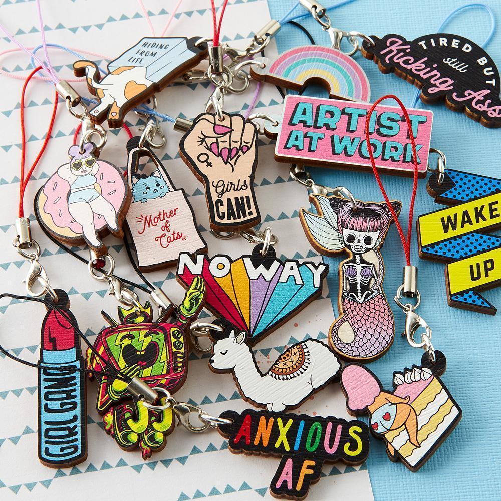 Printed Wooden Phone Charms