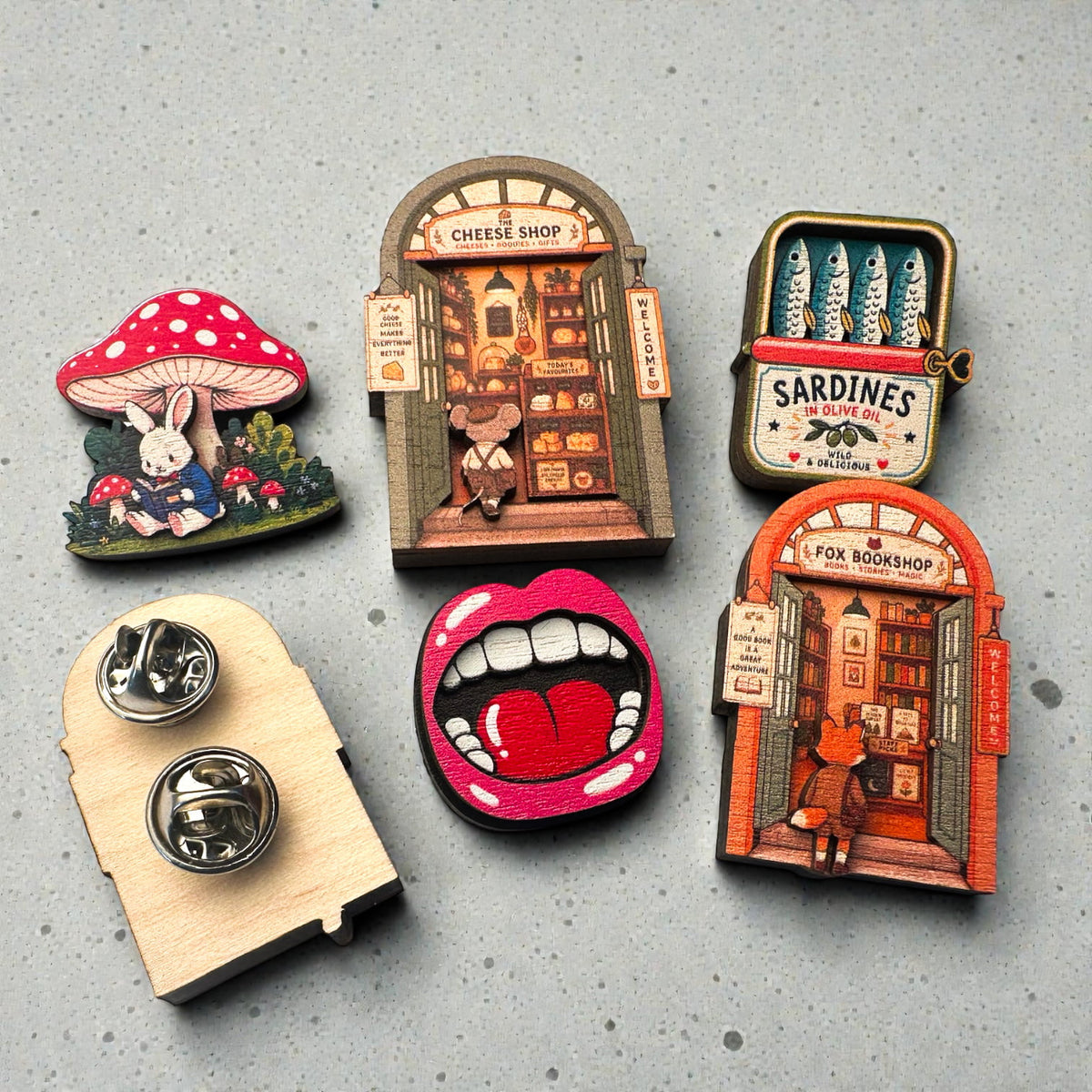 Zap! Creatives Multi-Layered Wooden Pin Badges