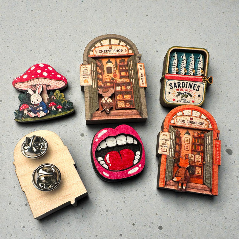 Zap! Creatives Multi-Layered Wooden Pin Badges