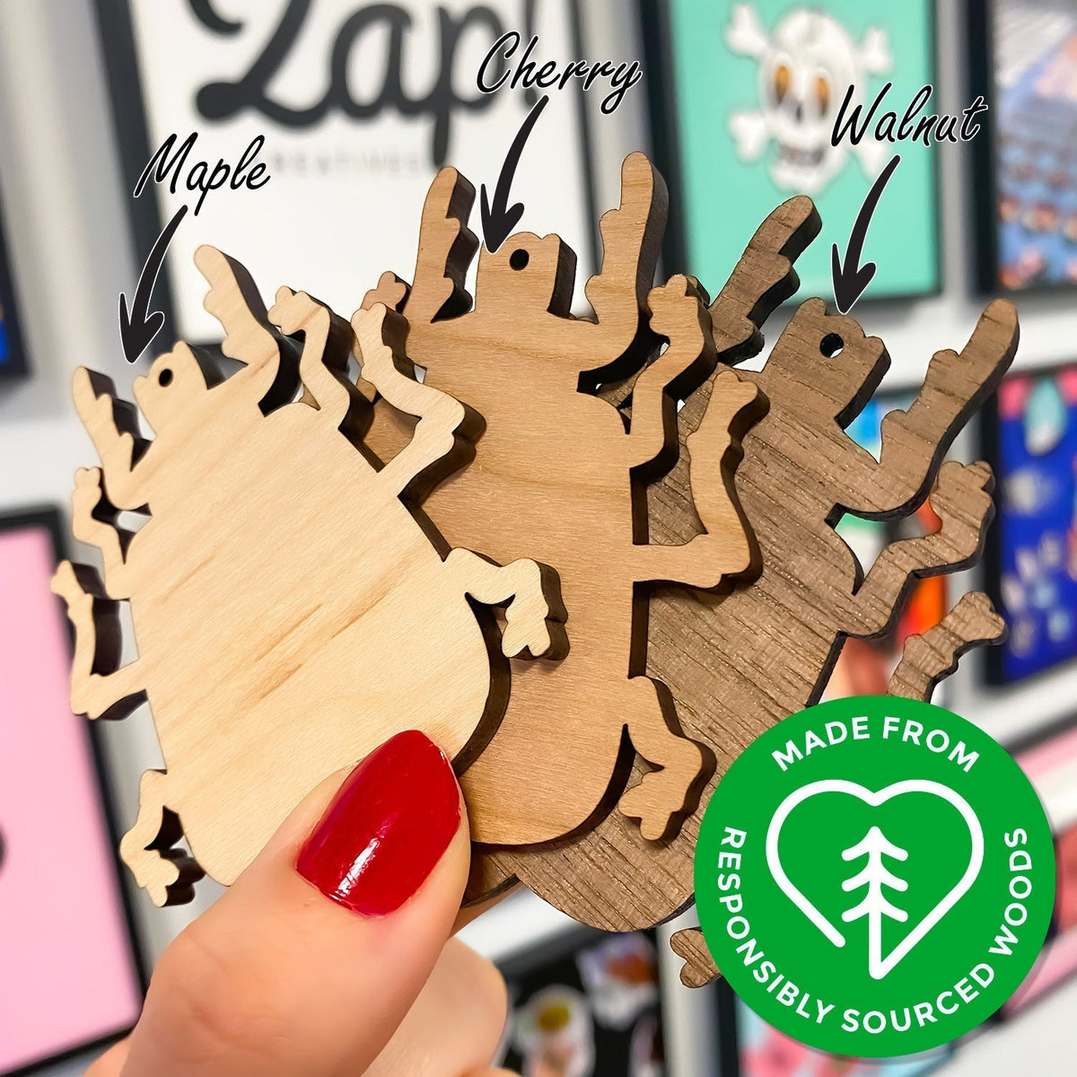 Zap! Creatives Wood Keychains - Quantity 10