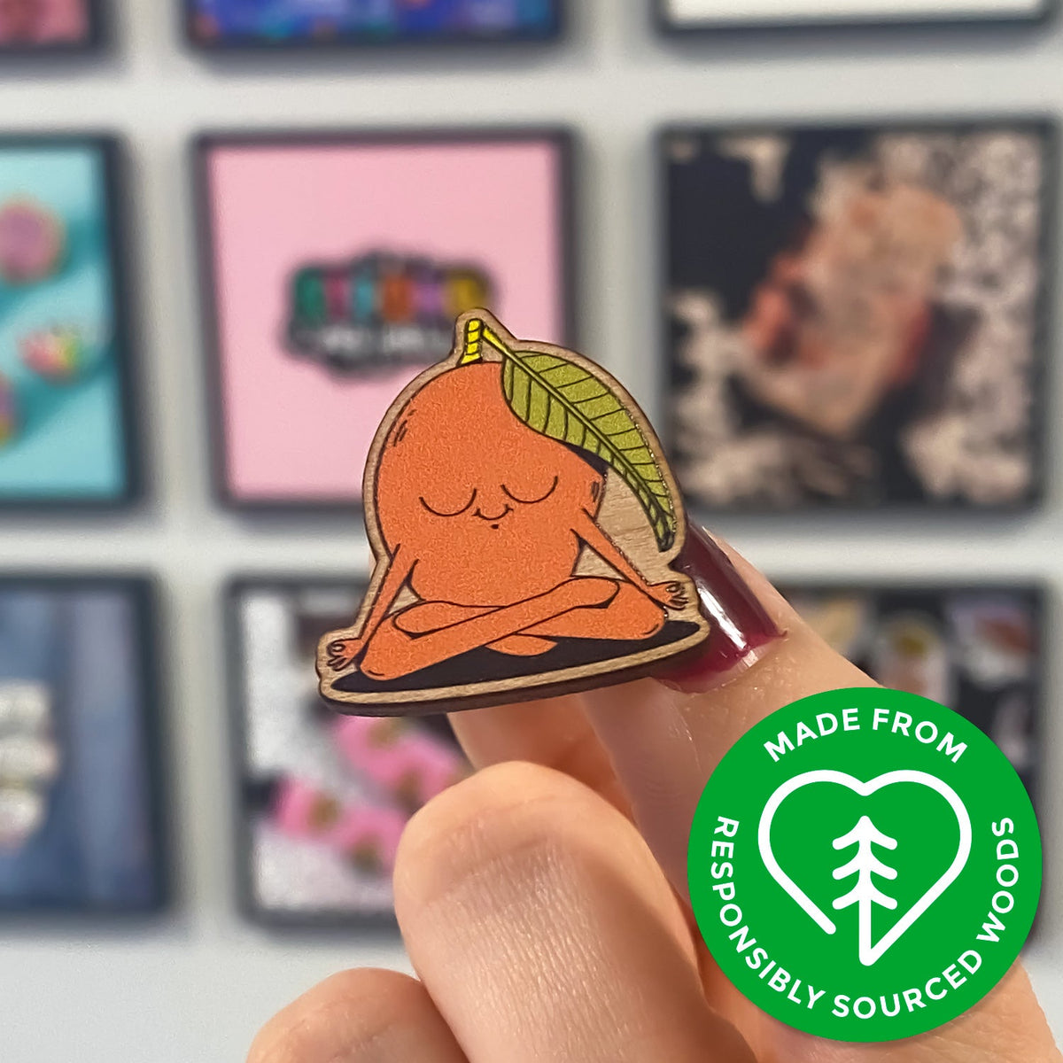 Zap! Creatives Wooden Pin Badges - Quantity 10