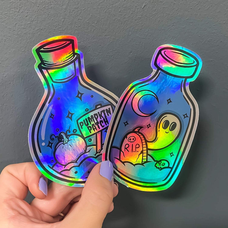 Rainbow holographic deco shape stickers — made by @heysp